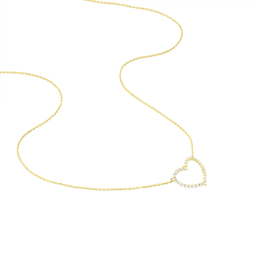 Collier Coeur Droit Or Jaune Oxyde De Zirconium - Colliers avec pierres Femme | Marc Orian
