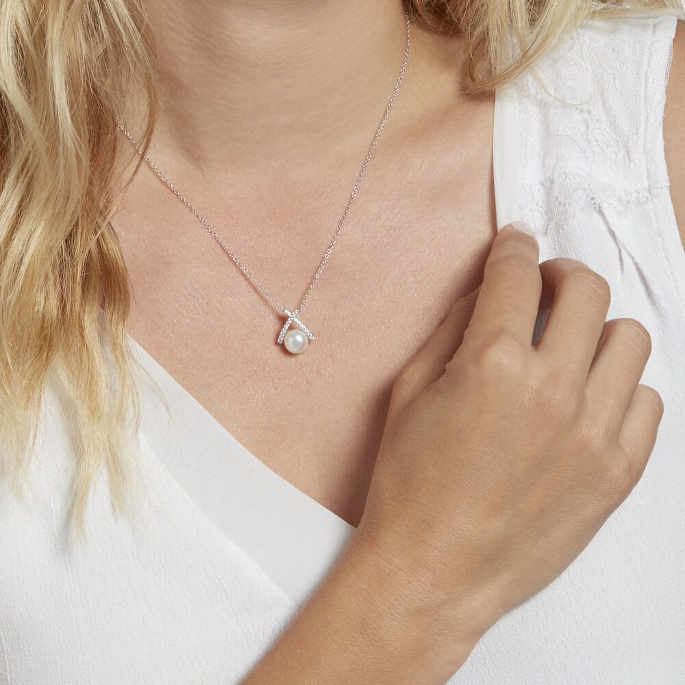 Collier Yacinthe Argent Blanc Perle De Culture Et Oxyde De Zirconium - Colliers avec pierres Femme | Marc Orian