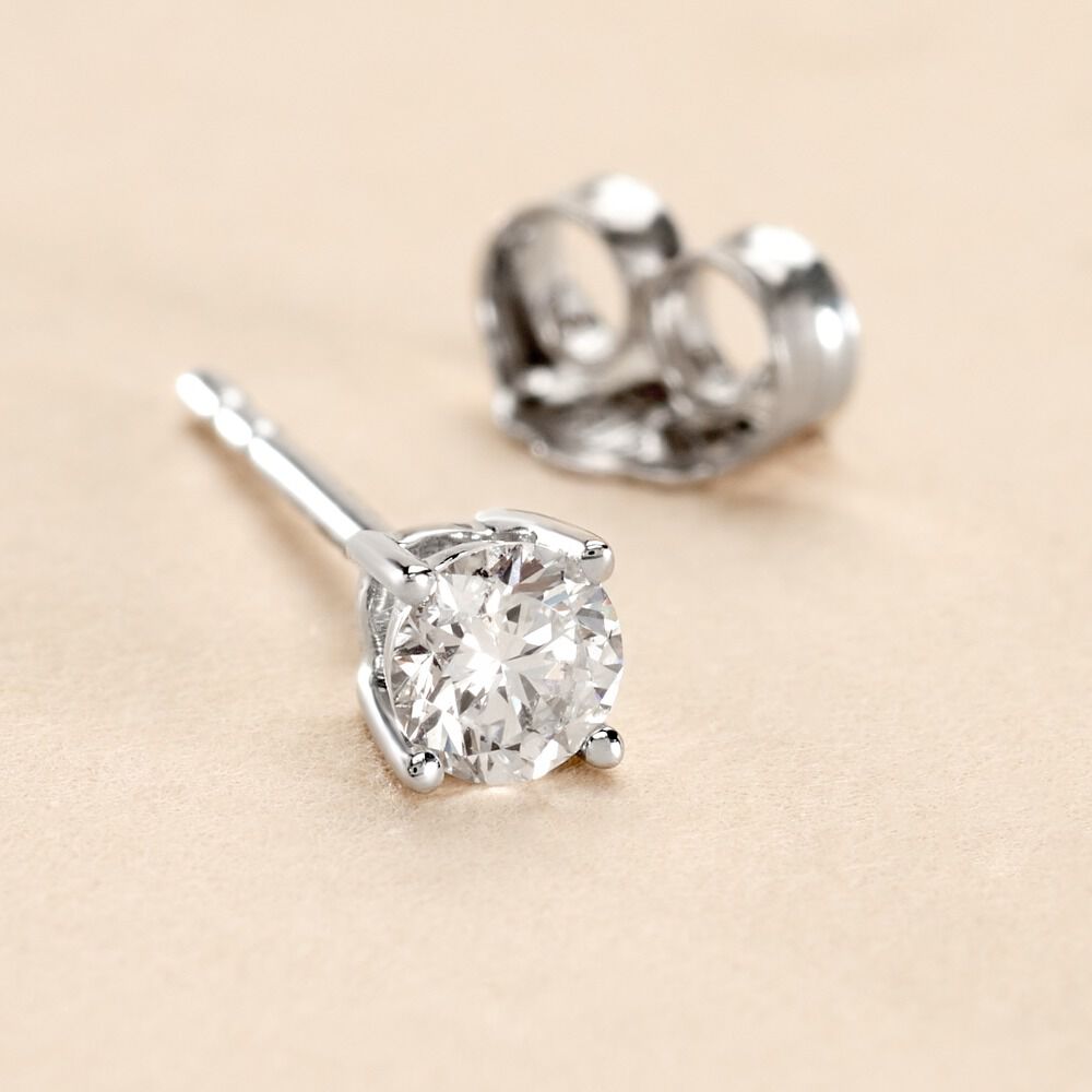 Boucle D'oreille Puce Unitaire Victoria Or Blanc Diamant - Puces Famille | Marc Orian