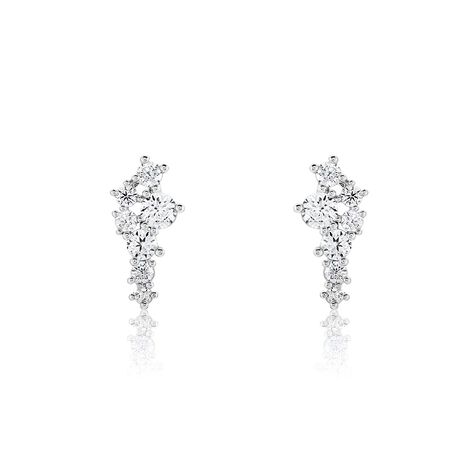 Boucles D'oreilles Puces Eden Argent Blanc Oxyde De Zirconium - Puces Femme | Marc Orian