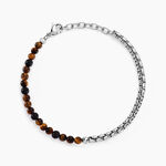 Bracelet Acier Blanc Christiano &oelig;il De Tigre Onyx - Bracelets cha&icirc;nes Homme | Marc Orian