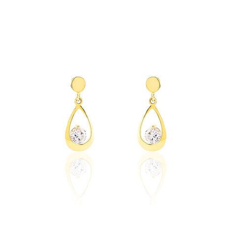 Boucles D'oreilles Pendantes Phaenna Or Jaune Oxyde De Zirconium - Boucles d'oreilles Pendantes Femme | Marc Orian
