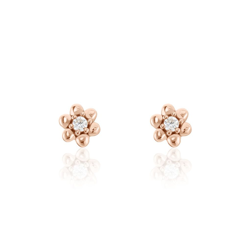 Boucles D'oreilles Puces Argent Rose Buddy Oxydes De Zirconium - Puces Femme | Marc Orian