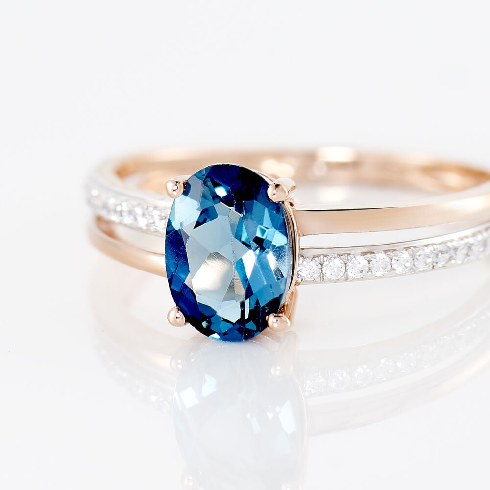 Bague Sarika Or Rose Topaze Et Oxyde De Zirconium - Bagues pierres fines Femme | Marc Orian