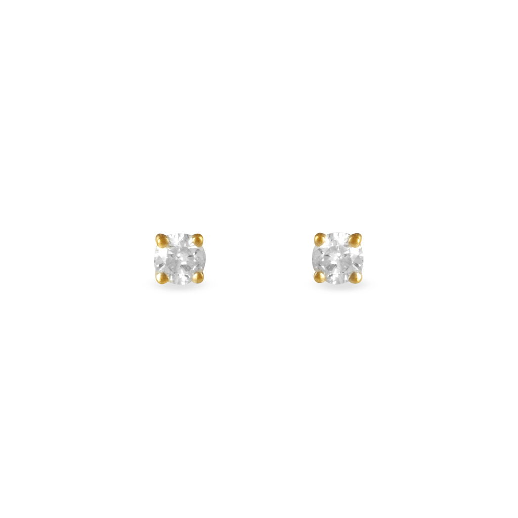 Boucles D'oreilles Puces Clavie Or Jaune Diamant - Puces Femme | Marc Orian
