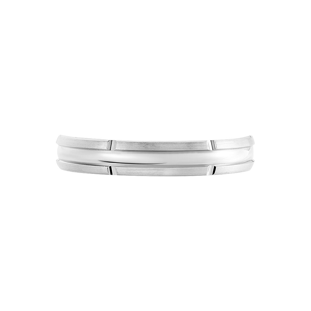 Alliance Fantaisie Mat Et Brillant Ruban Plat Palladium Blanc - Alliances duo Homme | Marc Orian
