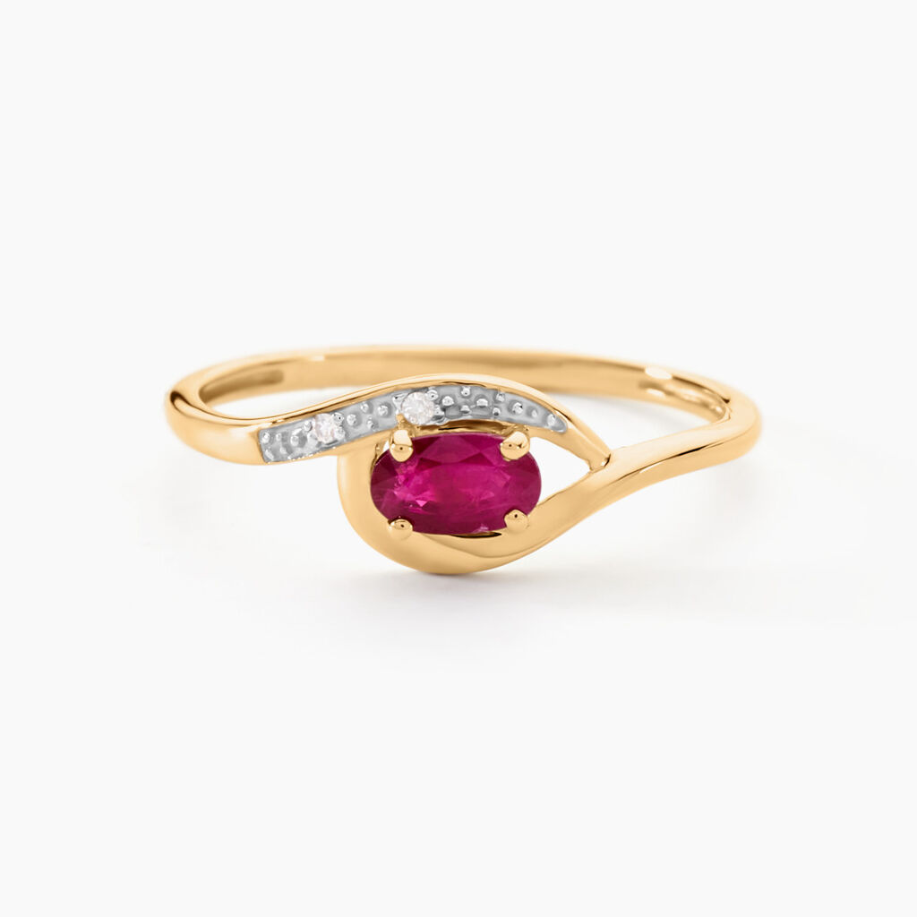 Bague Emotion Or Jaune Rubis Diamant - Bagues vintage Femme | Marc Orian