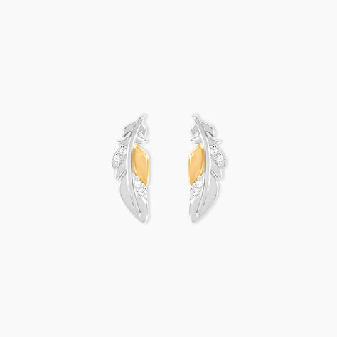 Boucles D'Oreilles Puces Or Jaune Argent Blanc Oxyde De Zirconium - Puces Femme | Marc Orian