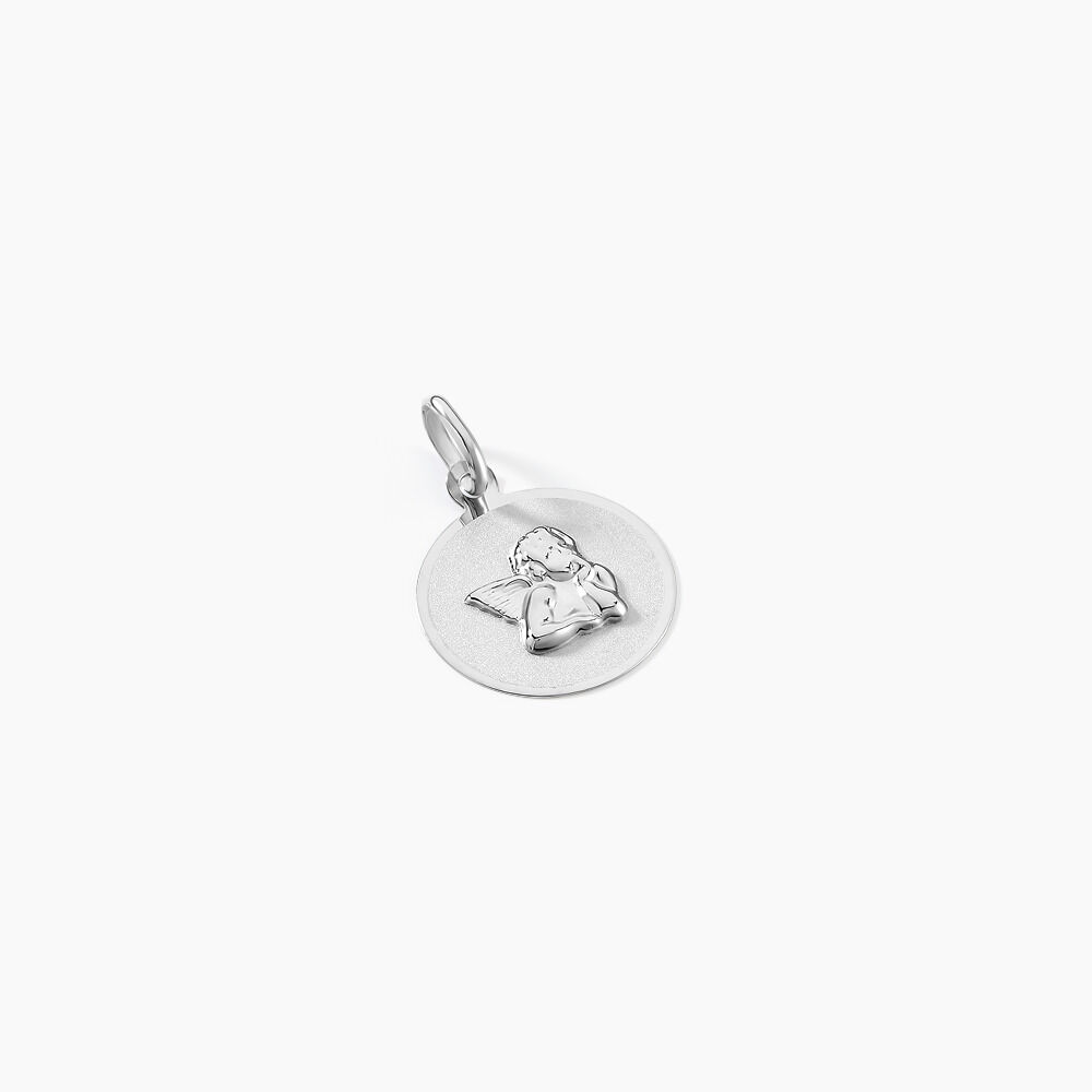 Pendentif Ange Rond Satine Or Blanc - Médailles et médaillons Enfant | Marc Orian