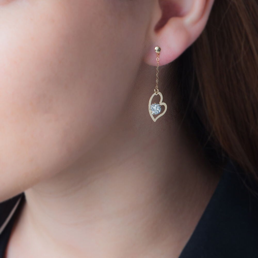 Boucles D'oreilles Pendantes Gwladys Or Jaune Strass - Pendantes Femme | Marc Orian