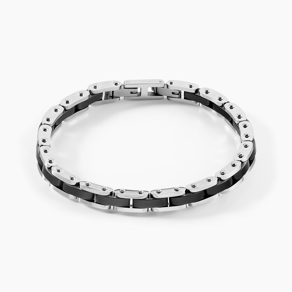 Bracelet M&eacute;tal Acier Blanc Onyx - Bracelets cha&icirc;nes Homme | Marc Orian