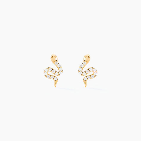 Boucles D'oreilles Puces Sergius Or Jaune Oxyde De Zirconium - Puces Femme | Marc Orian
