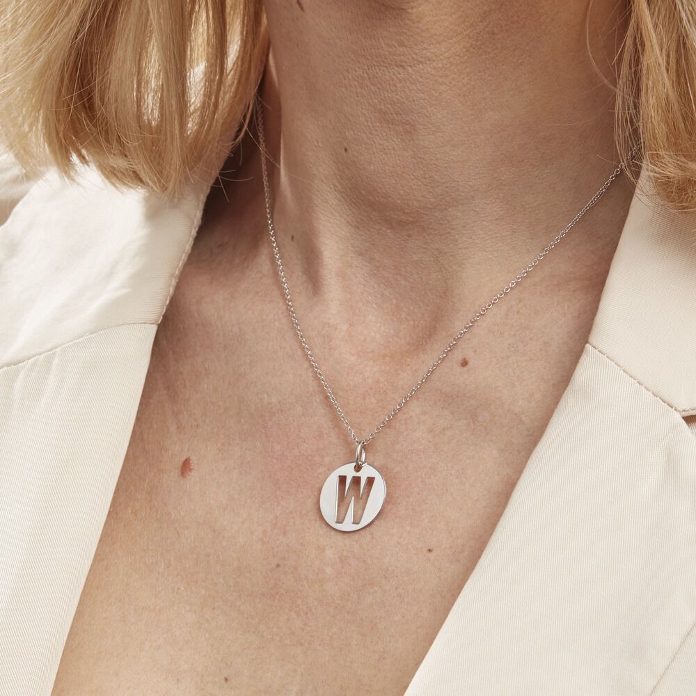 Pendentif Elio W Argent Blanc - Pendentifs Famille | Marc Orian