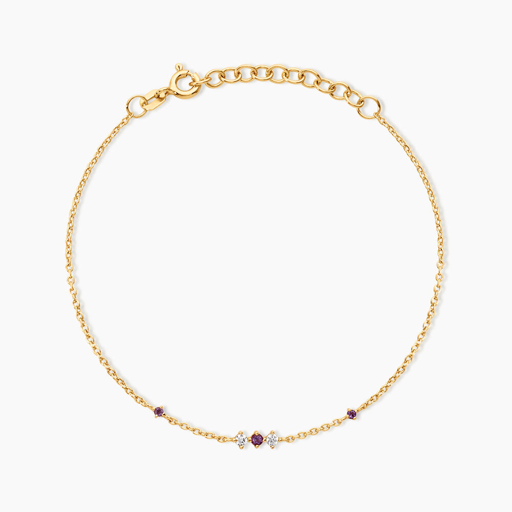 Bracelet Jochim Argent Dor&eacute; A L'Or 750/1000 Am&eacute;thyste Oxyde De Zirconium - Bracelets cha&icirc;nes Femme | Marc Orian