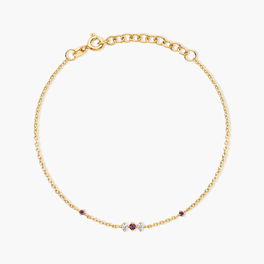Bracelet Jochim Argent Dor&eacute; A L'Or 750/1000 Am&eacute;thyste Oxyde De Zirconium - Bracelets cha&icirc;nes Femme | Marc Orian