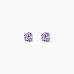 Boucles D'oreilles Puces Elea Serti Griffes 3 Or Blanc Amethyste - Puces Femme | Marc Orian