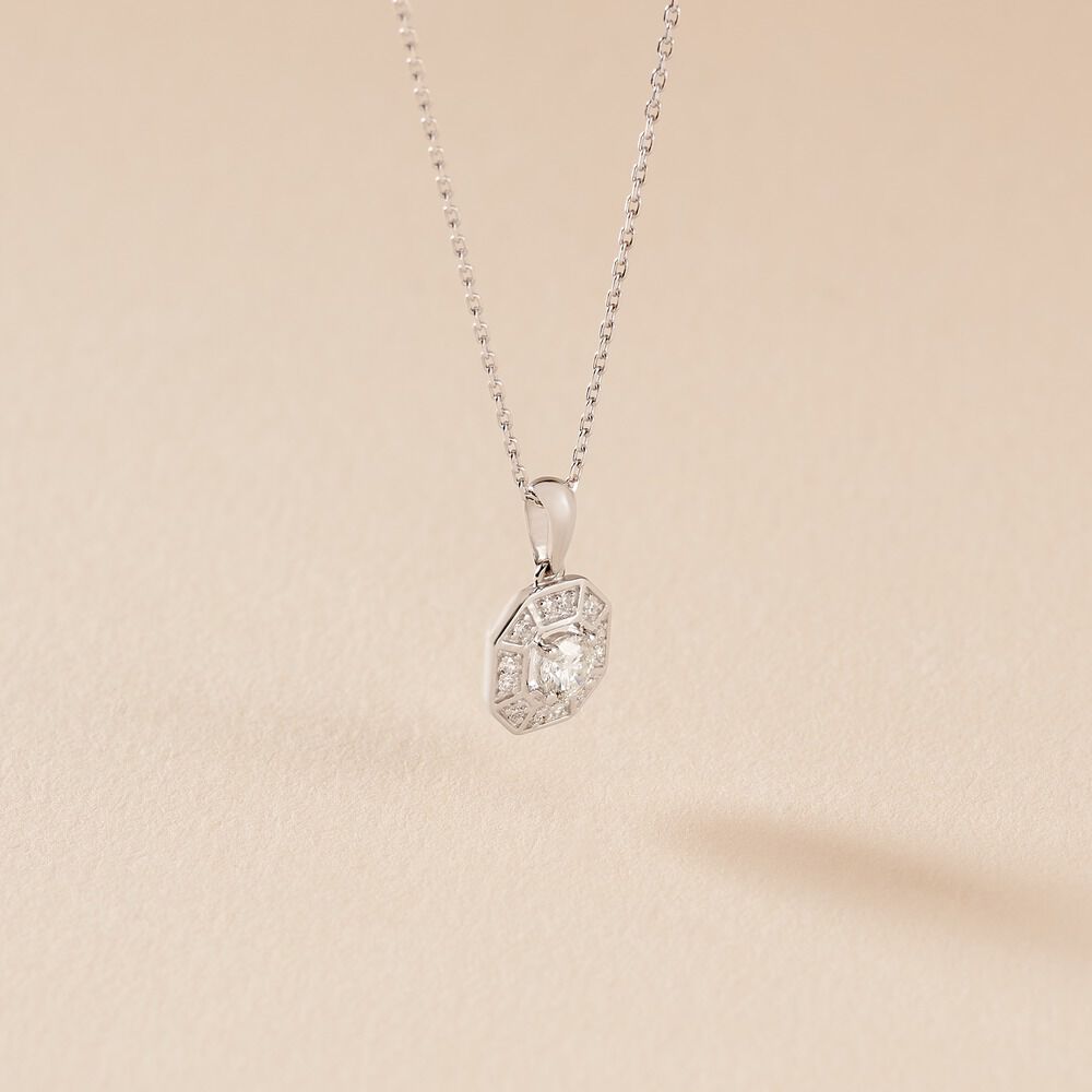 Collier Transmission Or Blanc Diamant - Colliers avec pierres Femme | Marc Orian