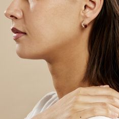 Créoles Ava Bords Diamantés Argent Rose - Boucles d'oreilles Créoles Femme | Marc Orian