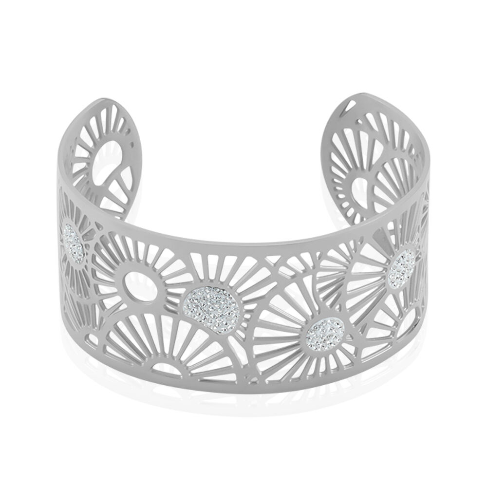 Bracelet Jonc Imagine Florette Strass Acier Blanc Strass - Bracelets joncs Femme | Marc Orian