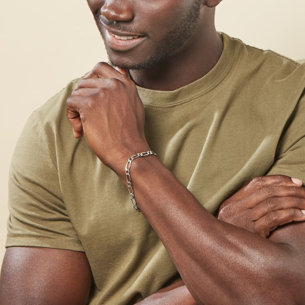 Bracelet Anilo Noircie Argent Blanc - Bracelets mailles Homme | Marc Orian