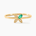 Bague Flower Power Or Jaune Emeraude Diamant - Bagues vintage Femme | Marc Orian