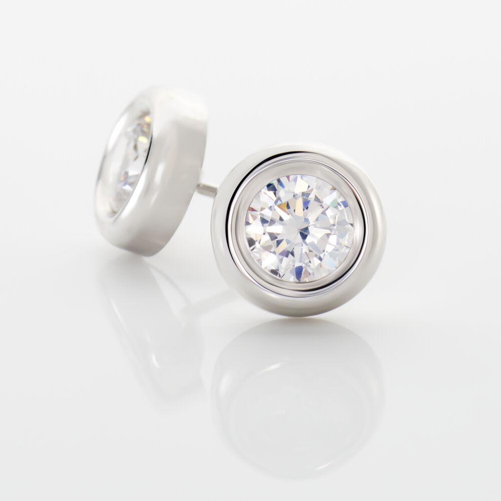 Boucles D'oreilles Puces Eden Serti Pneu Or Blanc Oxyde De Zirconium - Puces Femme | Marc Orian