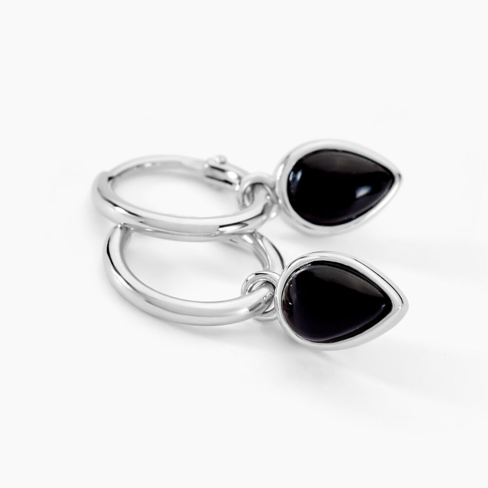 Créoles Mentissa Argent Blanc Agate - Créoles Femme | Marc Orian