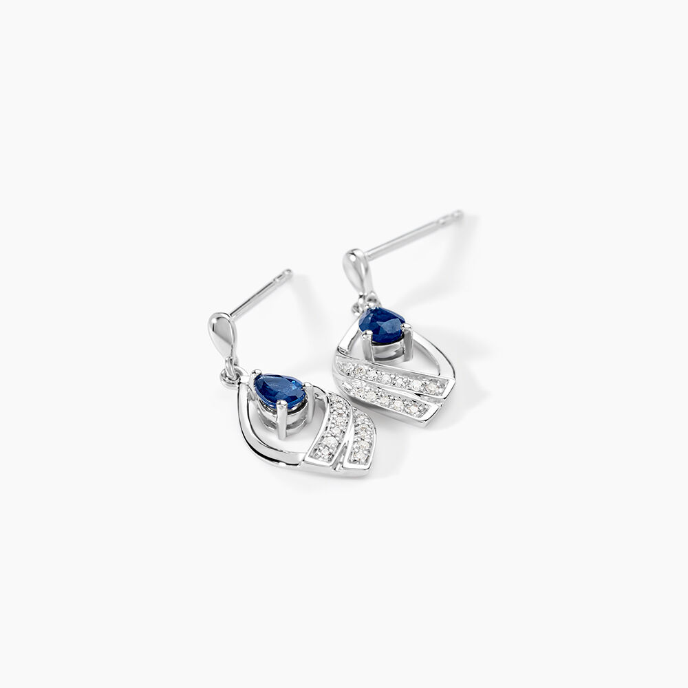 Boucles D'oreilles Puces Odila Or Blanc Saphir Et Diamant - Boucles d'oreilles mariage Femme | Marc Orian