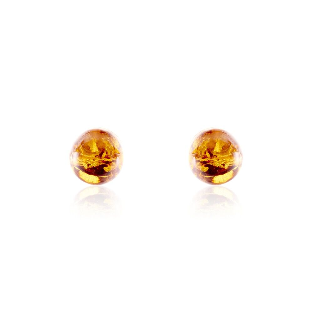 Boucles D'oreilles Puces Argent Blanc Brunhilld Ambre - Puces Femme | Marc Orian