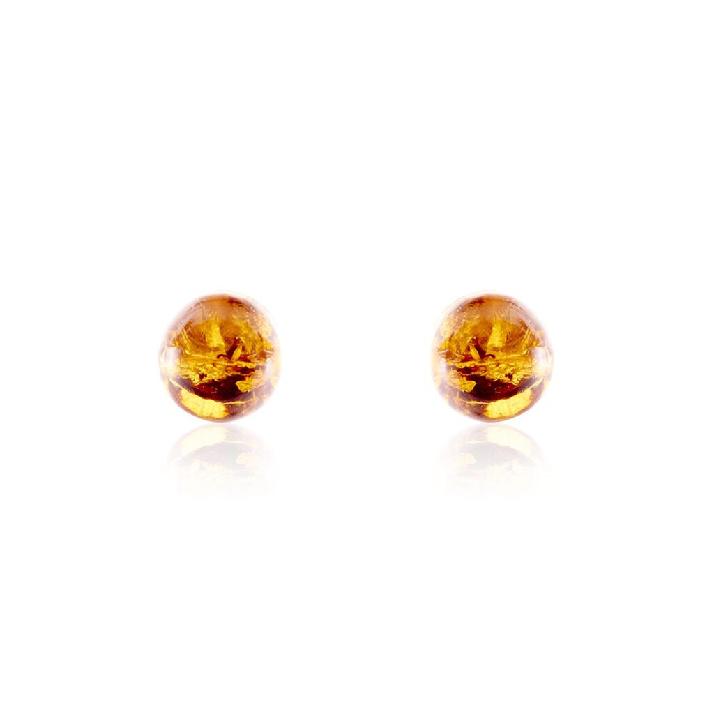Boucles D'oreilles Puces Argent Blanc Brunhilld Ambre - Puces Femme | Marc Orian