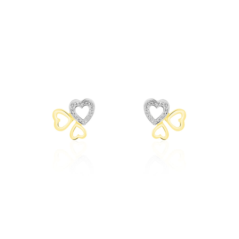 Boucles D'oreilles Puces Anne-maudae Triple Coeurs Or Bicolore - Puces Femme | Marc Orian