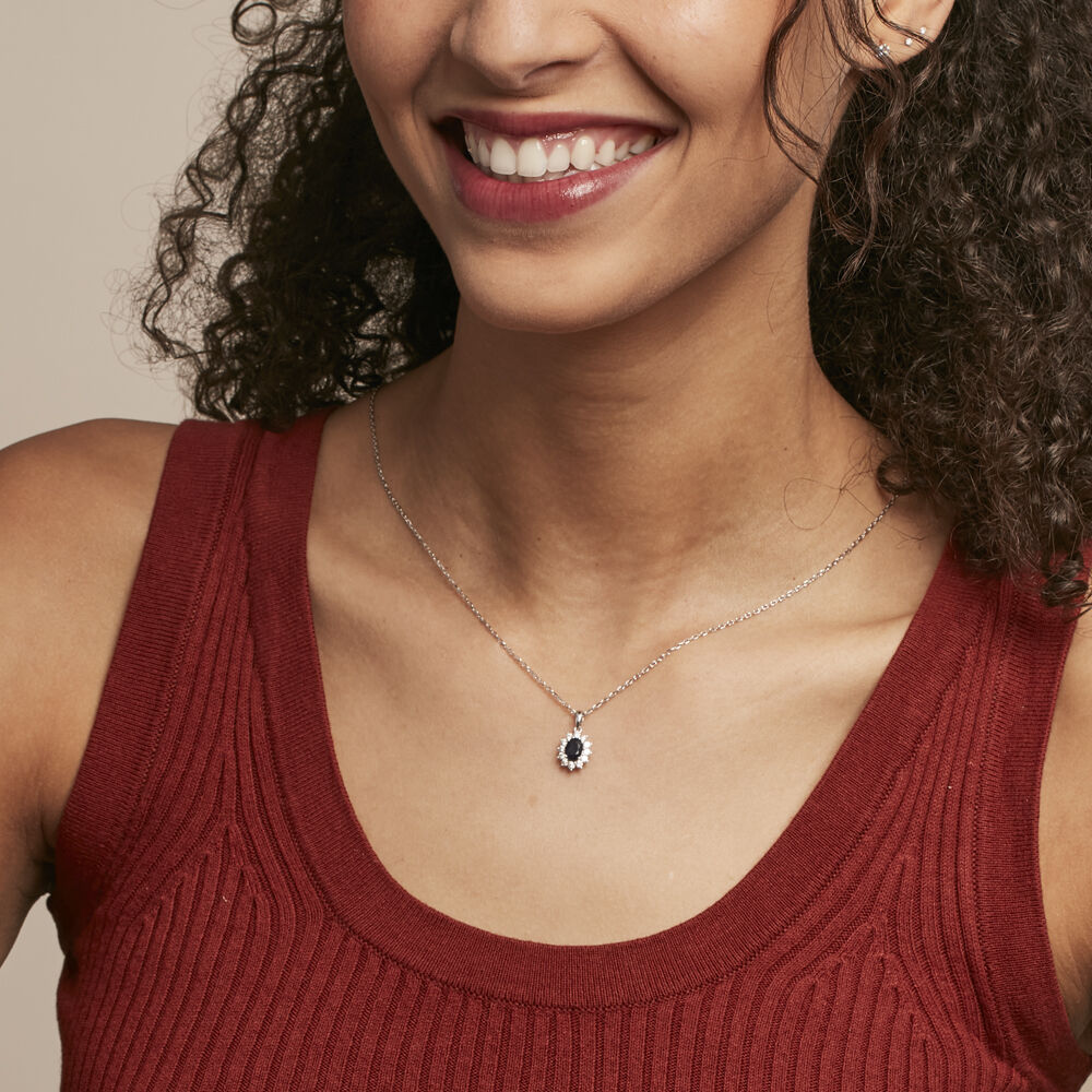 Pendentif Vladimir Or Blanc Saphir Et Diamant - Pendentifs Femme | Marc Orian