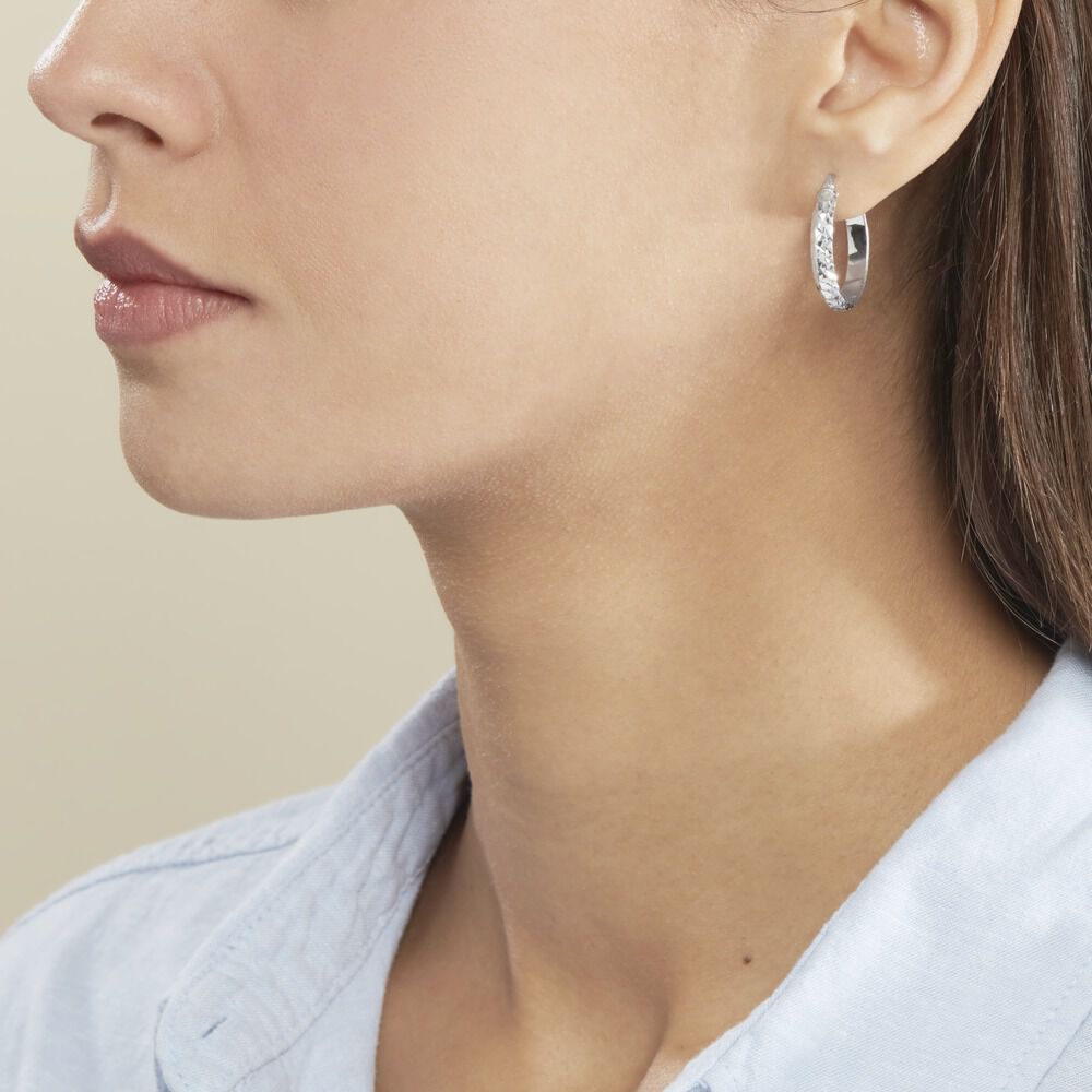Créoles Argent Blanc Esmee - Créoles Femme | Marc Orian