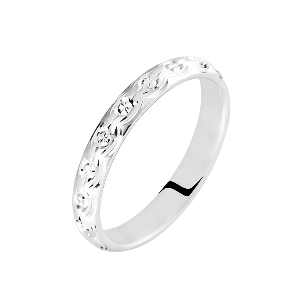 Alliance Marguerite Demi Jonc Classique Or Blanc - Alliances personnalisées Femme | Marc Orian