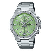 cadran argenté fond vert bracelet acier argenté