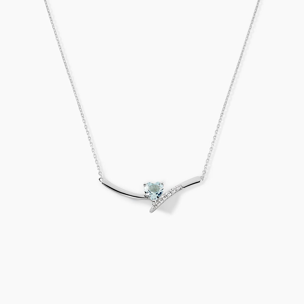 Collier Eva Or Blanc Topaze Et Oxyde De Zirconium - Colliers avec pierres Femme | Marc Orian