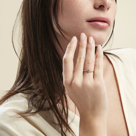 Bague Solitaire Accompagné Or Jaune Antonette Oxyde De Zirconium - Bagues Solitaire Femme | Marc Orian
