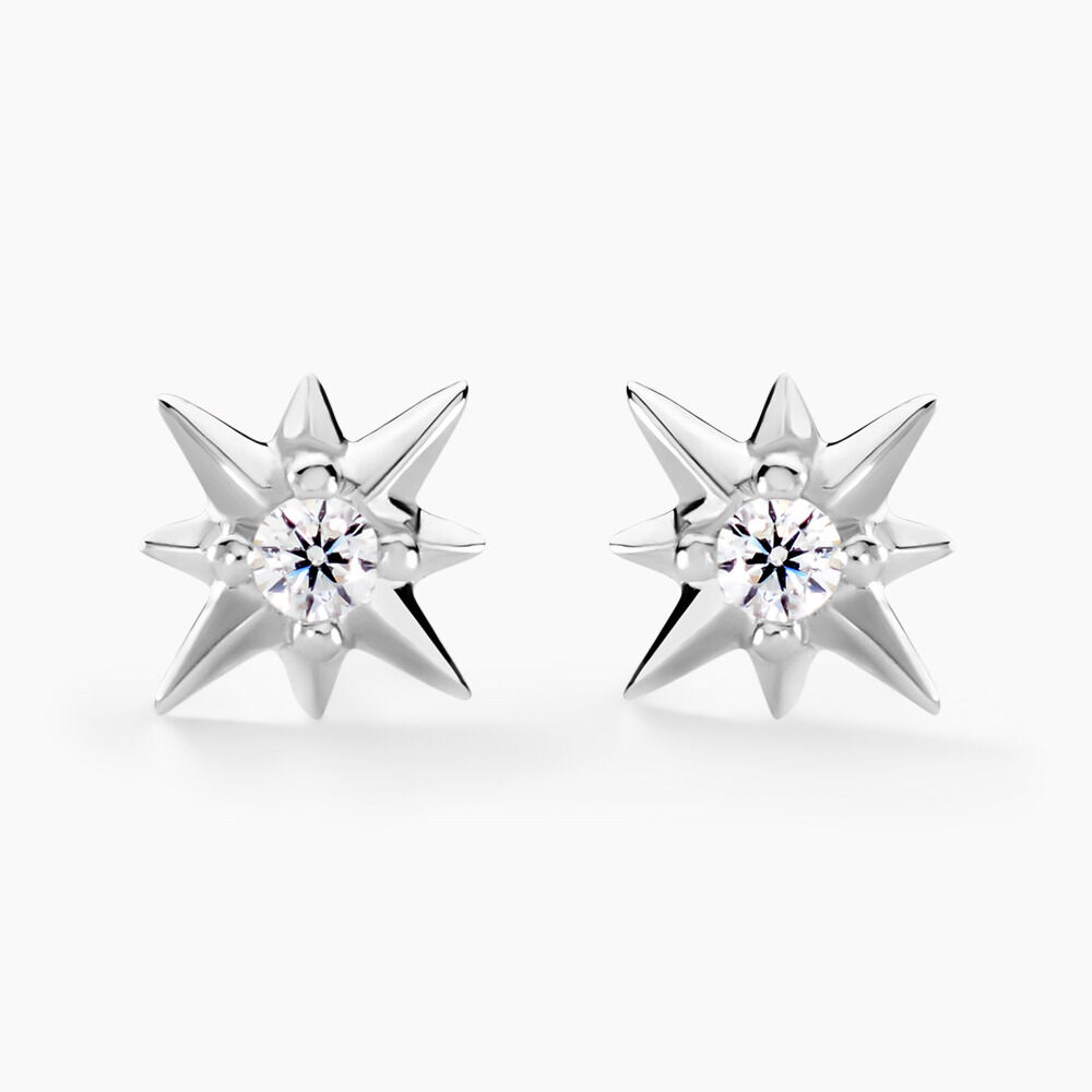 Boucles D'oreilles Puces Semira Argent Blanc Oxyde De Zirconium - Puces Femme | Marc Orian