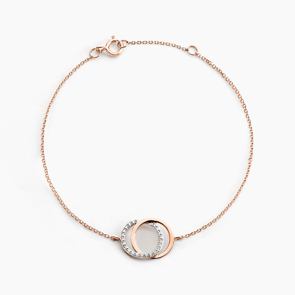 Bracelet Or Rose Tresha Diamants - Bracelets Anneaux Entrelaces Femme | Marc Orian