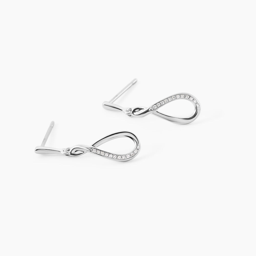 Boucles D'oreilles Pendantes Vanessa Or Blanc Diamant - Pendantes Femme | Marc Orian