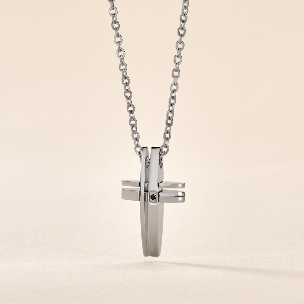 Collier Ruya Acier Blanc Oxyde De Zirconium - Colliers avec pierres Homme | Marc Orian