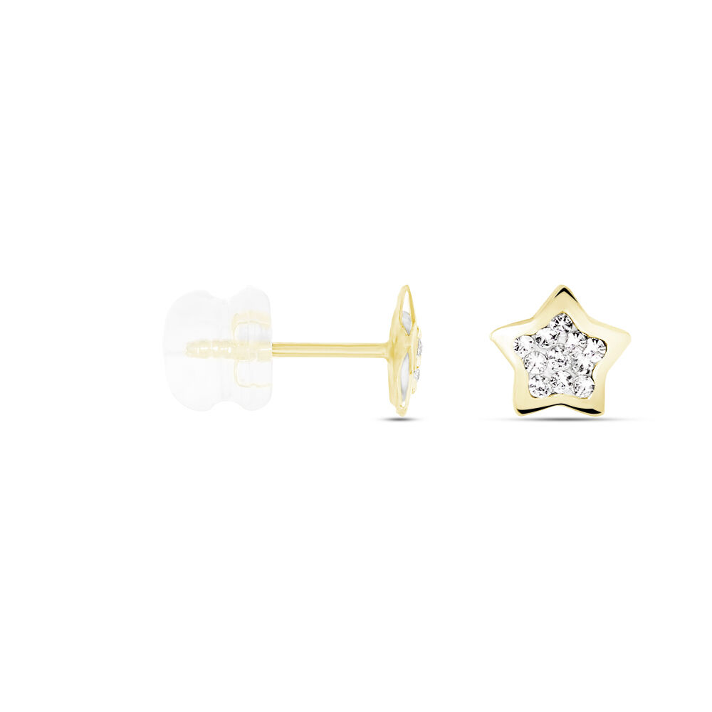 Boucles D'oreilles Puces Elais Etoile 0 Or Jaune Strass - Puces Femme | Marc Orian