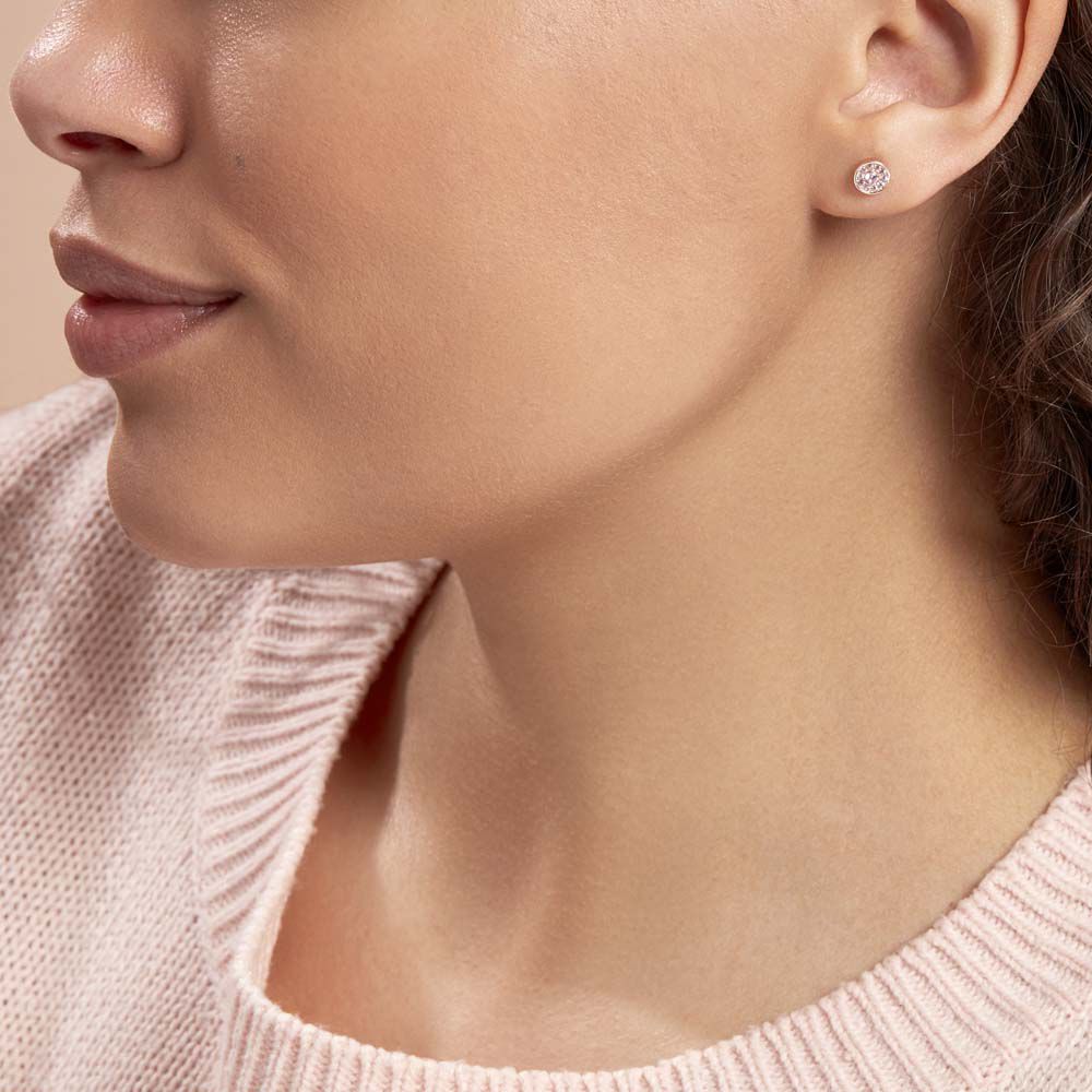Boucles D'oreilles Puces Auxana Argent Rose Oxyde De Zirconium - Puces Femme | Marc Orian