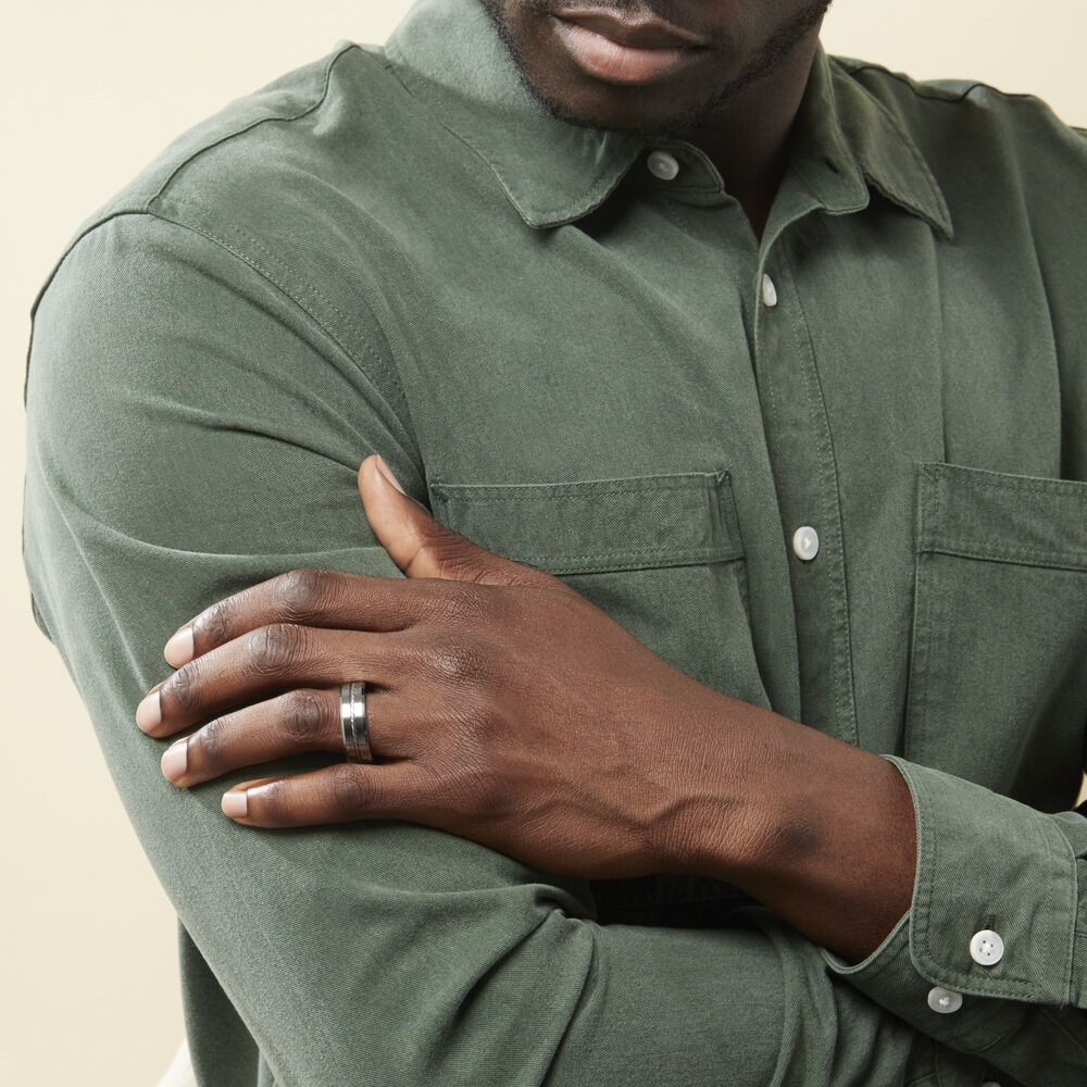 Bague Jourdan Iron Tungstene Blanc - Bagues grosses Homme | Marc Orian