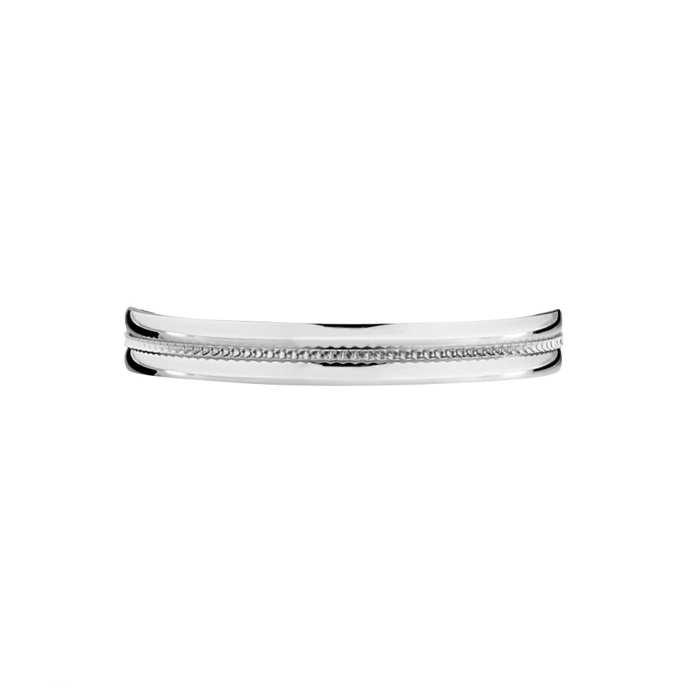 Alliance Perlee Ruban Plat Or Blanc - Alliances personnalisées Famille | Marc Orian