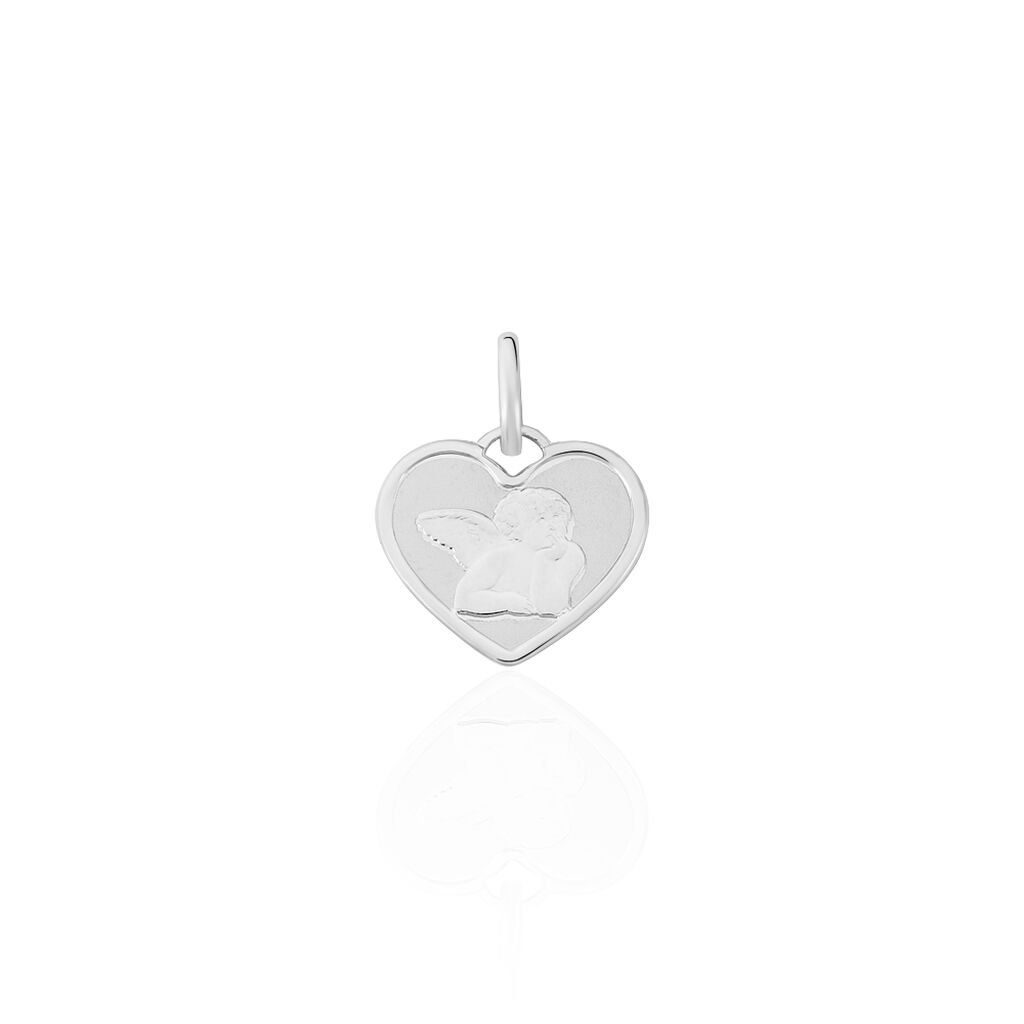 Pendentif Ange Coeur Or Blanc - M&eacute;dailles et m&eacute;daillons Famille | Marc Orian