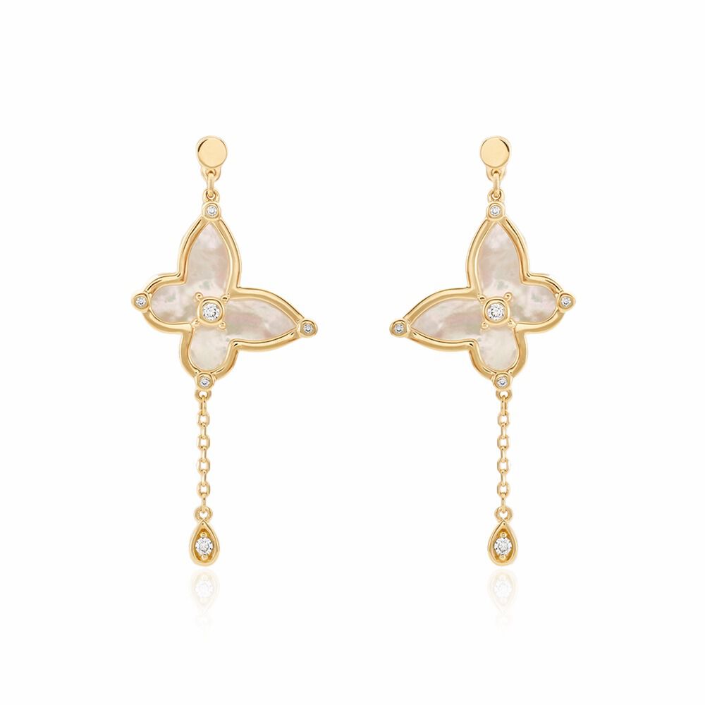 Boucles D'oreilles Pendantes Areli Plaque Or Doré Nacre Oxyde - Pendantes Femme | Marc Orian
