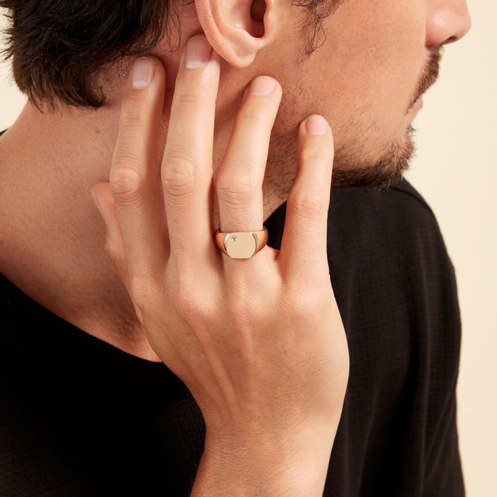 Chevalière Hide Plaqué Or Oxyde De Zirconium - Chevalières Homme | Marc Orian