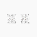 Boucles D'oreilles Puces Doreen Carre Or Blanc Oxyde De Zirconium - Puces Femme | Marc Orian