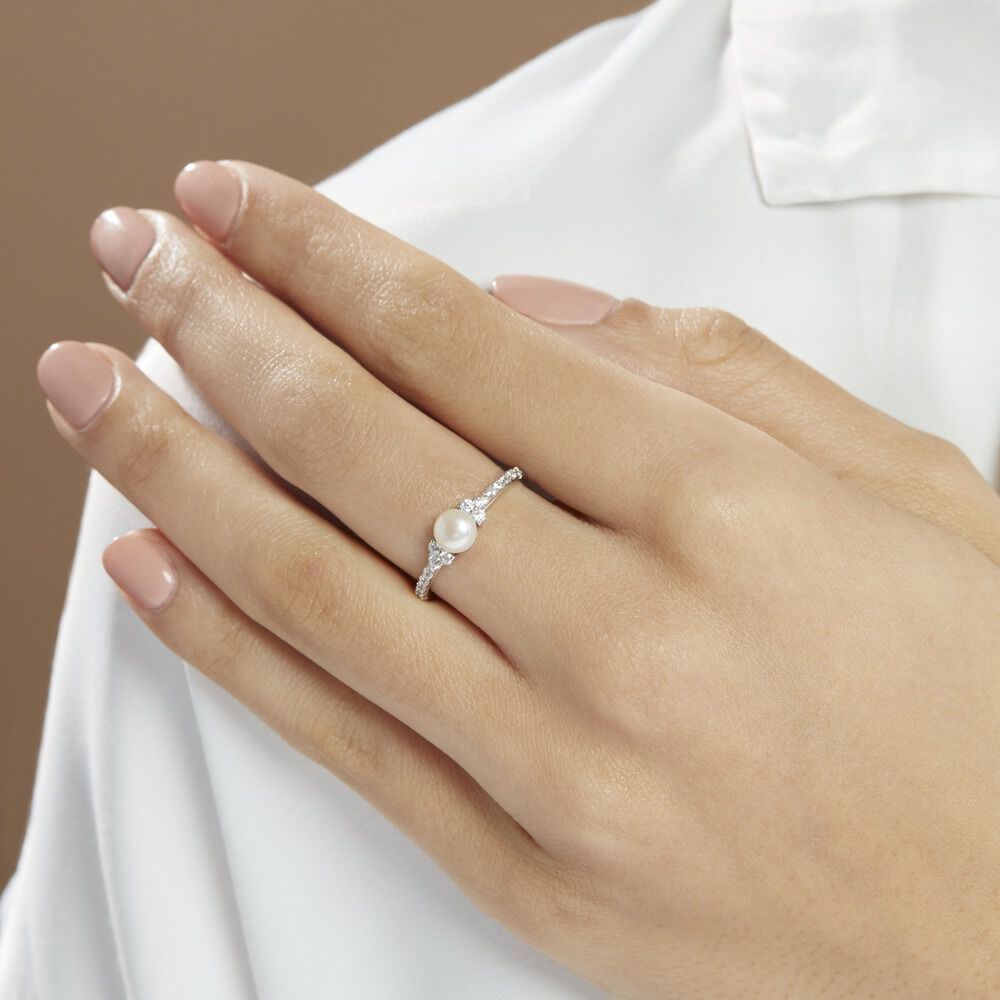 Bague Florenty Argent Blanc Perle De Culture Et Oxyde De Zirconium - Bijoux fantaisie Femme | Marc Orian